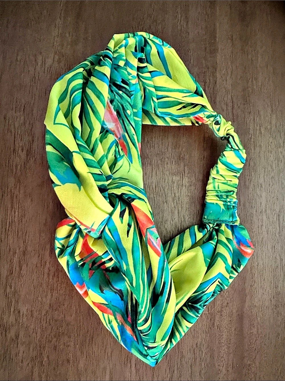 Floral Wrap Headband in Green & Yellow Like New